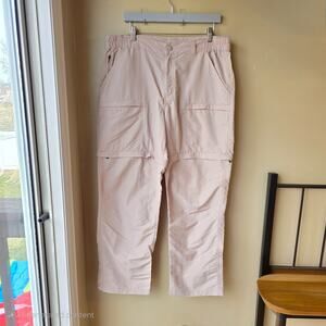 LL Bean Pants Mens Large‎ Beige Convertible Hiking Nylon Cargo Zip Off Gorpcore